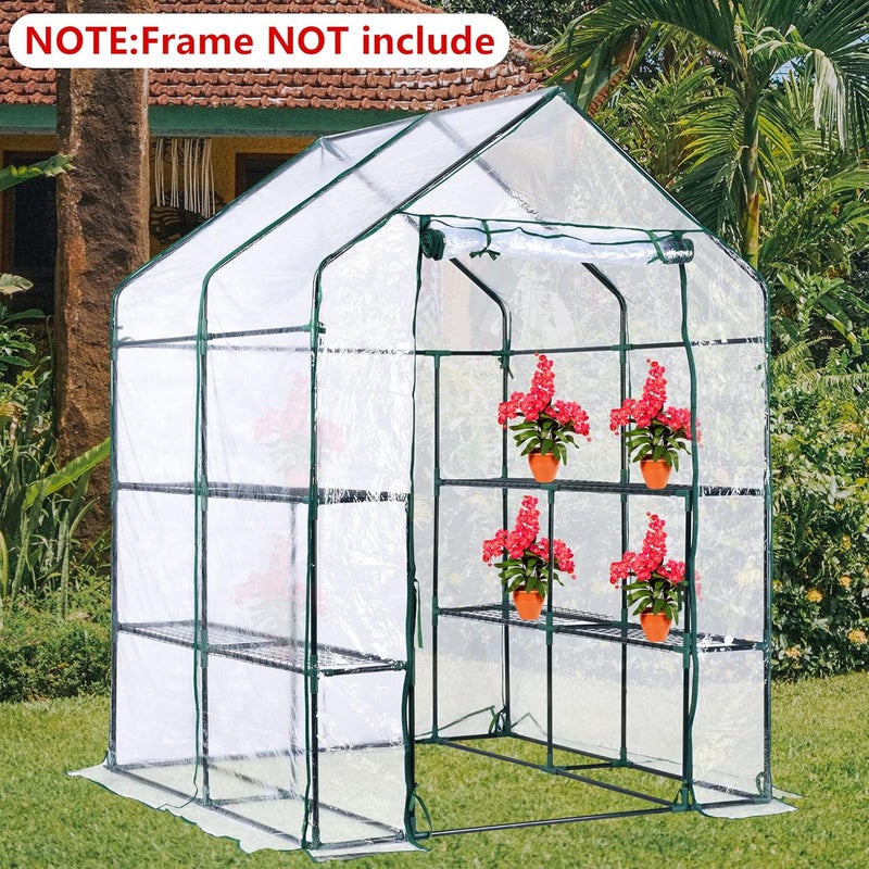 DECOHS Walk-in Greenhouse Replacement Cover with Roll-Up Zipper Door -56 x 56 x 76 Inch PVC Greenhouse Cover for Outdoor Plant Gardening Plants Cold Frost Protection Wind Rain Proof (Frame Not Include) - Image 4